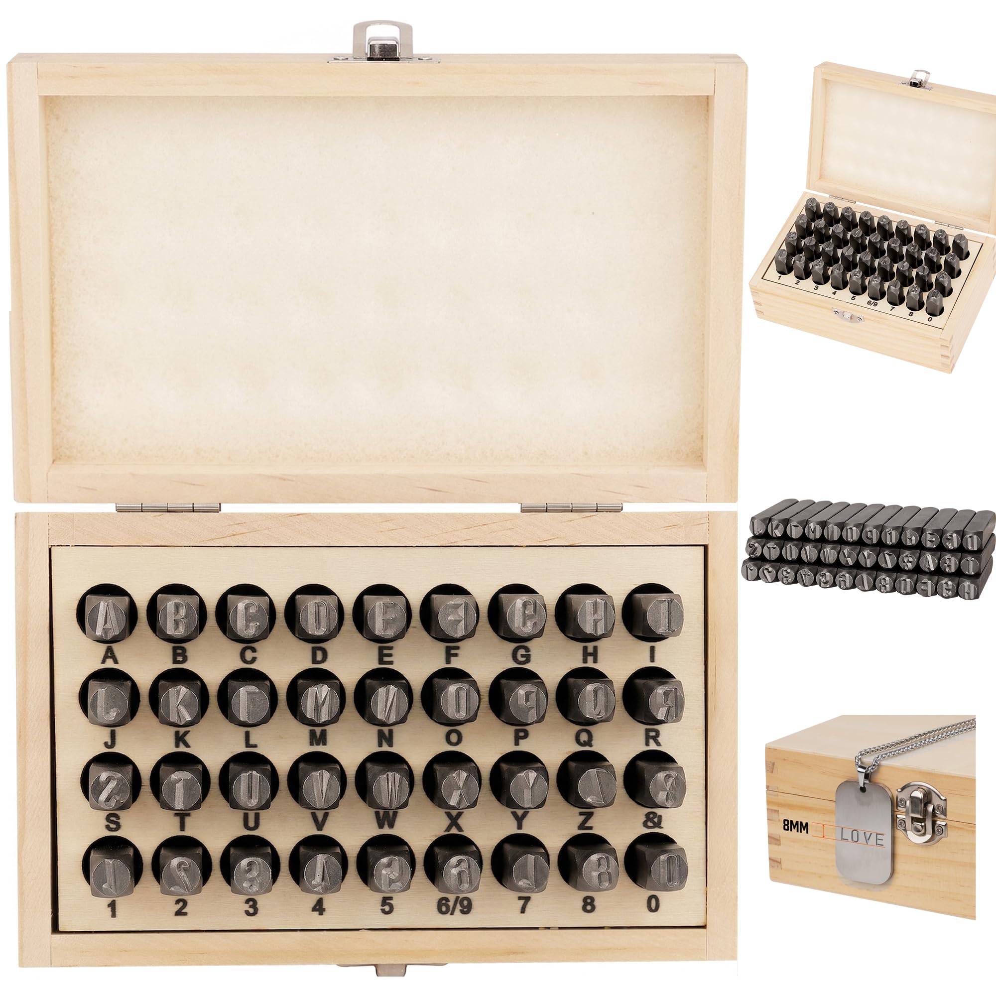 HORUSDY 36-Piece Number and Letter Stamp Set 5/16 (8mm) (A-Z) Punch Perfect for Imprinting Metal Stamping kit, Plastic, Wood, Leather Image