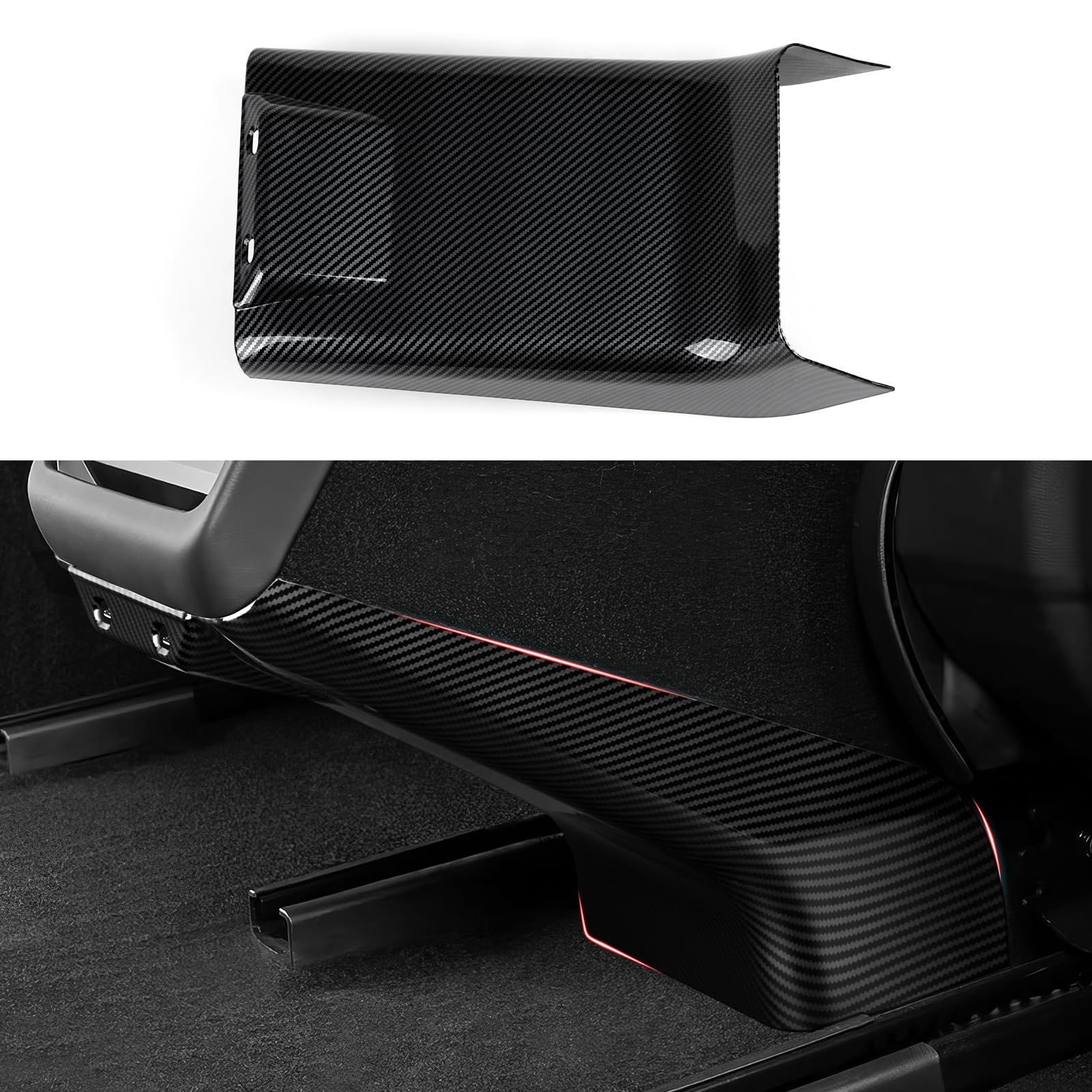 Photo 1 of Car Rear Anti Kick Cover Protector Trim Carbon Color ABS Decal Sticker for Tesla Model 3 Highland 2024 2025 2026 / Model Y Juniper 2025 2026 Interior Accessories