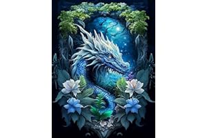 ijbnhd Diamond Painting Kits for Adults, 5D Dragon Diamond Art Kits Full Drill Coloured Diamond Painting Dragon Kit for Beginners, DIY Crystal Gem Art for Home Wall Decor 12x16in