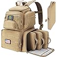 TIDEWE Tactical Range Backpack with Removable Divider, Handgun Backpack with 4 Pistol Case, Range Bag with Hard Glasses Case