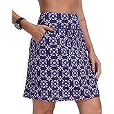 MoFiz Women's 20" Summer Knee Length Golf Skorts Athletic Skirts Casual Active Workout Sports Tennis Skirt with 4 Pockets