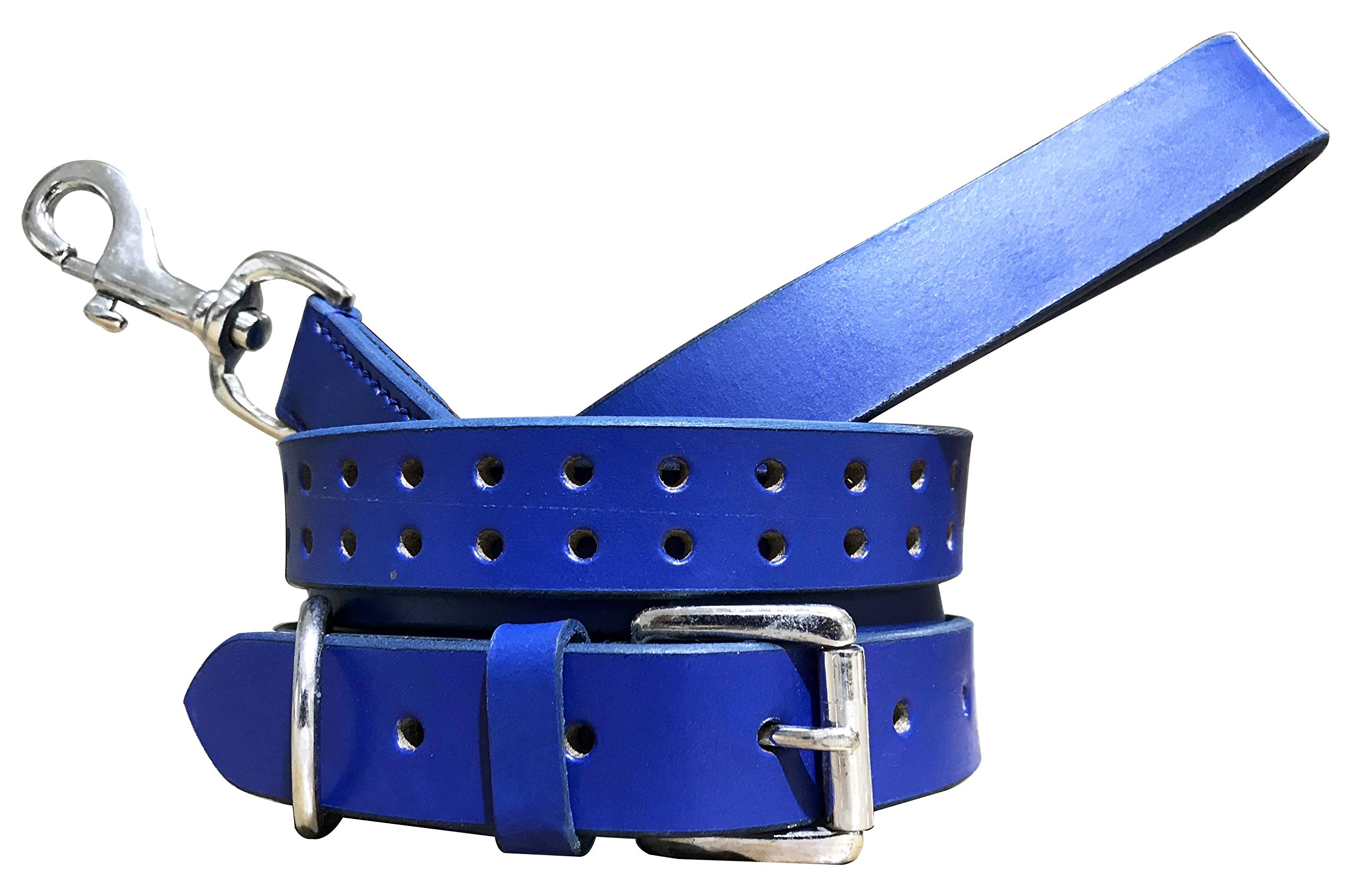 BRADLEY CROMPTON Genuine Leather Matching Pair Dog Collar and Lead Set M