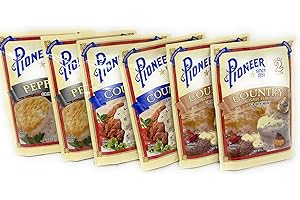 Pioneer Brand Gravy Variety Bundle, 2.75 oz (Pack of 6) includes 2-Count Peppered Gravy Mix + 2-Count Country Sausage Flavor Gravy Mix + 2-Count Country Gravy Mix