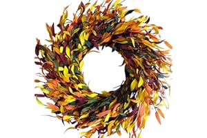 Bibelot Fall Leaf Wreath, 20’’ Autumn Front Door Wreath, Harvest Wreath with Leaves, Fall Decorations for Indoor Outside Wall Window Festival Thanksgiving Fall Autumn Decor