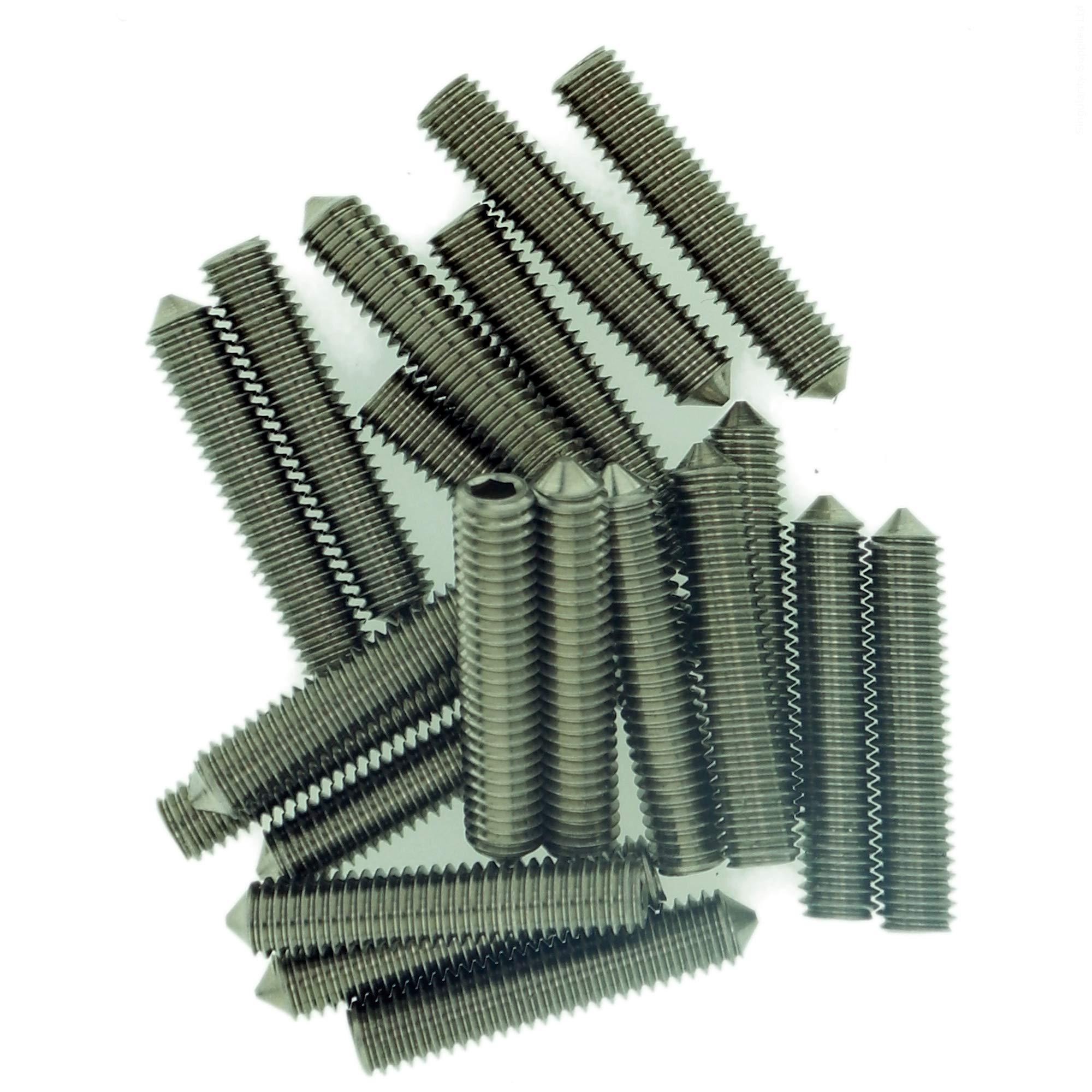 M2 (2mm x 4mm) Hex Socket Grub Screw (Cone Point) - Stainless Steel (A2) (Pack of 20)