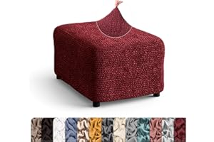 PAULATO BY GA.I.CO. Ottoman Cover Stool Cover Pouf Slipcover - Soft Polyester Fabric Slipcover - 1-Piece Form Fit Stretch Furniture Protector - Microfibra Collection - Burgundy (Ottoman)