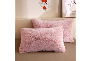 XeGe Faux Fur Throw Pillow Cases, Plush Shaggy Ultra Soft Pillow Covers, Fluffy Crystal Velvet Decorative Pillowcases, Furry 