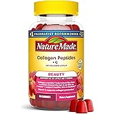 Nature Made Collagen Peptides + Vitamin C Gummies, 60 Gummies | Clinically Studied Verisol Collagen for Skin Health Support, Peach Raspberry Flavor, 20 Day Supply