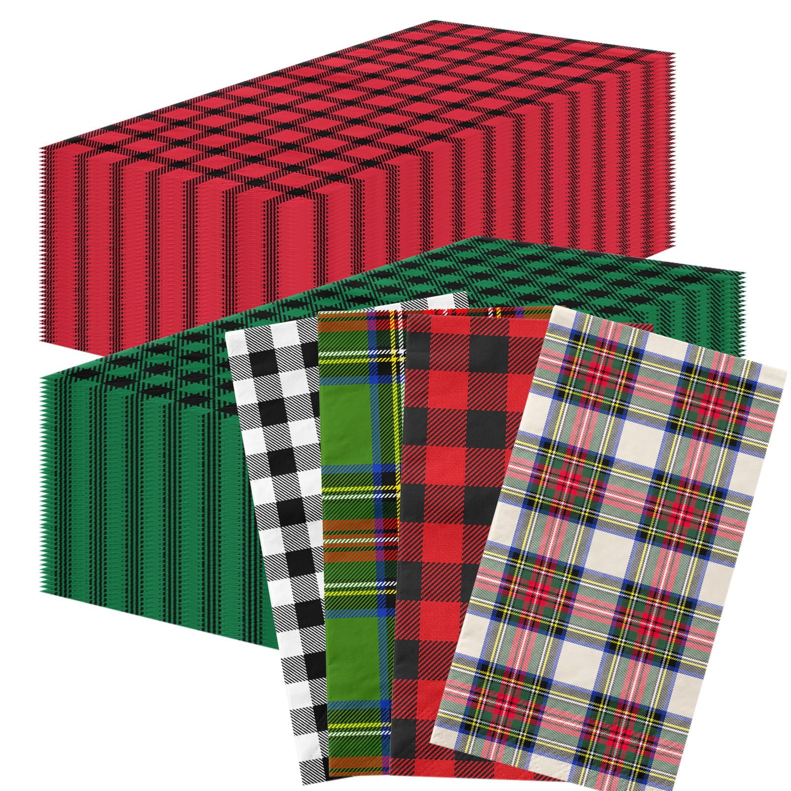Photo 1 of 40pcs Christmas Paper Napkins Gingham Plaid Checkered Napkins Disposable Buffalo Xmas Napkin Holiday Guest Hand Towels Winter Napkin for Bathroom Home Kitchen Table Decorations