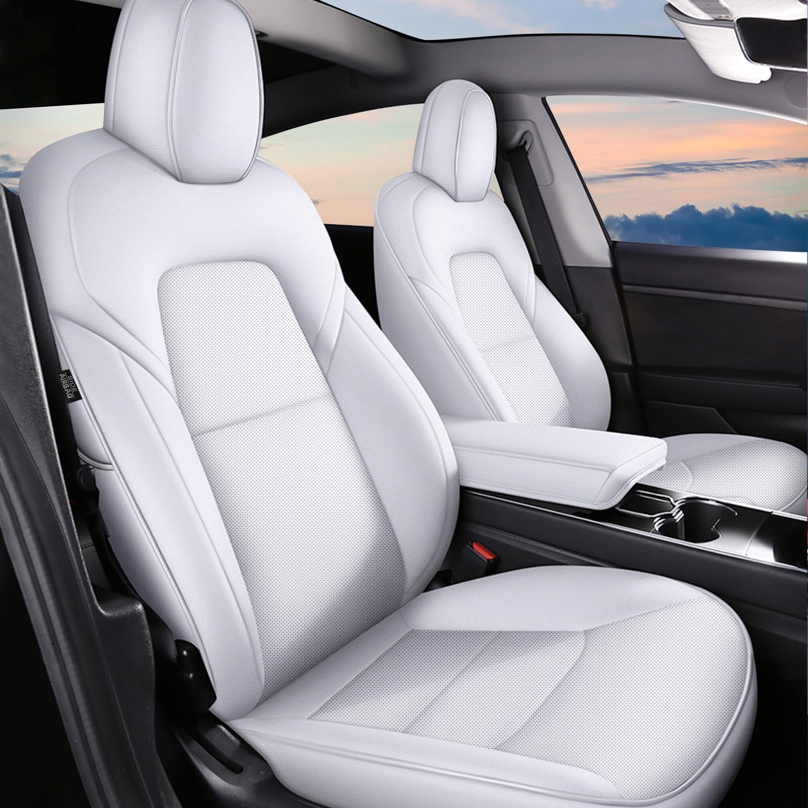Photo 1 of  BLACK**AOMSAZTO Car Seat Cover for Tesla Model 3 2017 2018 2019 2020 2021 2022 2023 - Full Set Customized White Seat Covers (with Armrest Cover)