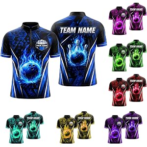 NAZENTI Personalized Bowling Jersey, 3D Printed Bowling Shirts, Bowlings Shirt Unisex for Men Women, Bowlings Gifts for Men