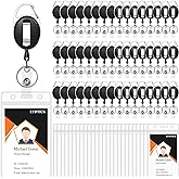 LYDTICK 100 Pcs Retractable Badge Reels & ID Badge Holder, Heavy Duty Badge Holder Clips Bulk ID Card Key Holders with Ring for Nurse Office Work Employee School Supplies