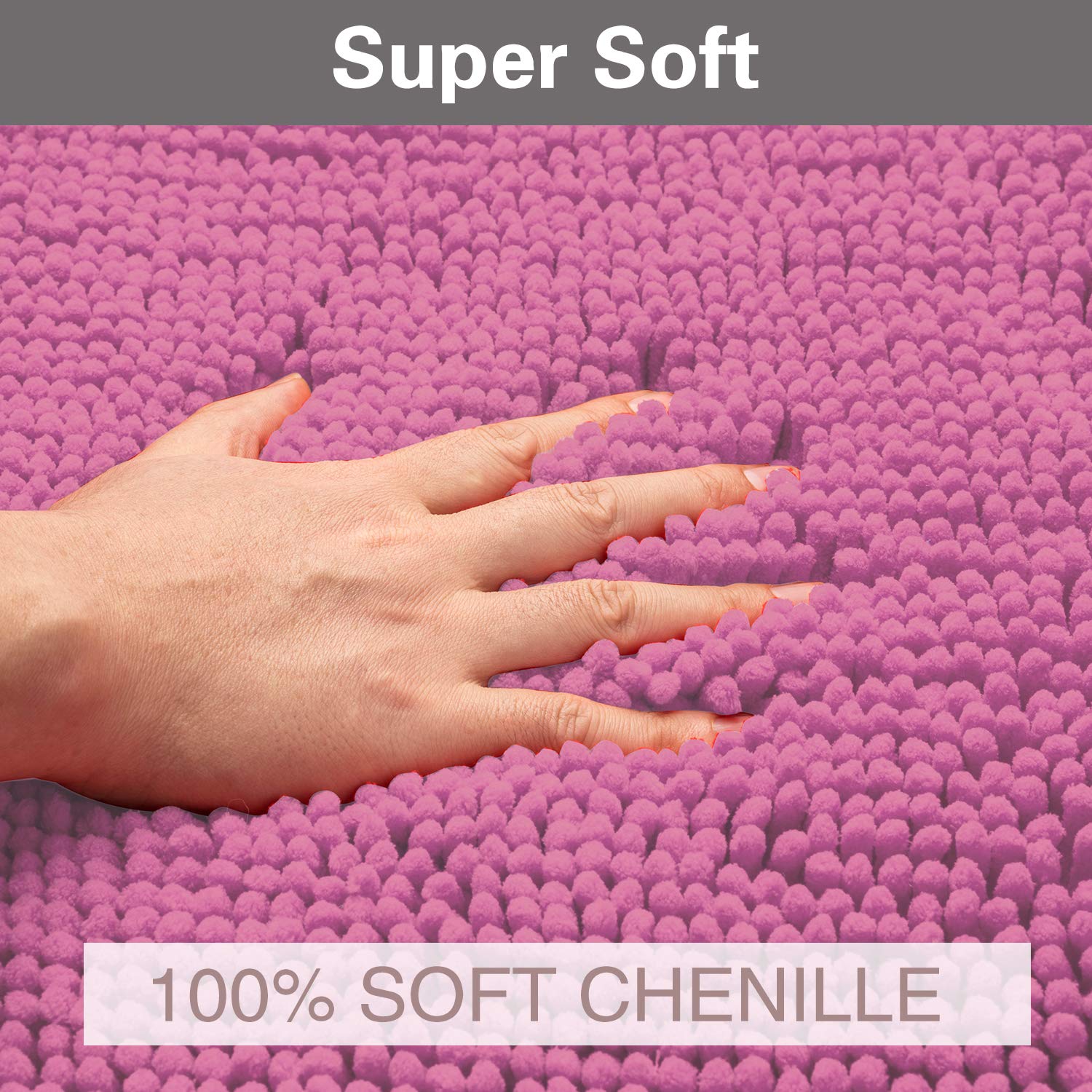 Toilet Mat Soft Plush Non Skid Shower Rug Bathroom Rugs Chenille Bath Mat Set Black Bath Rugs