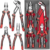 TOPEX 4 Piece Pliers Set with Ergonomic Non-Slip Handle (190 mm Diagonal Cutters, 200 mm Combination Pliers, 200 mm Long Nose