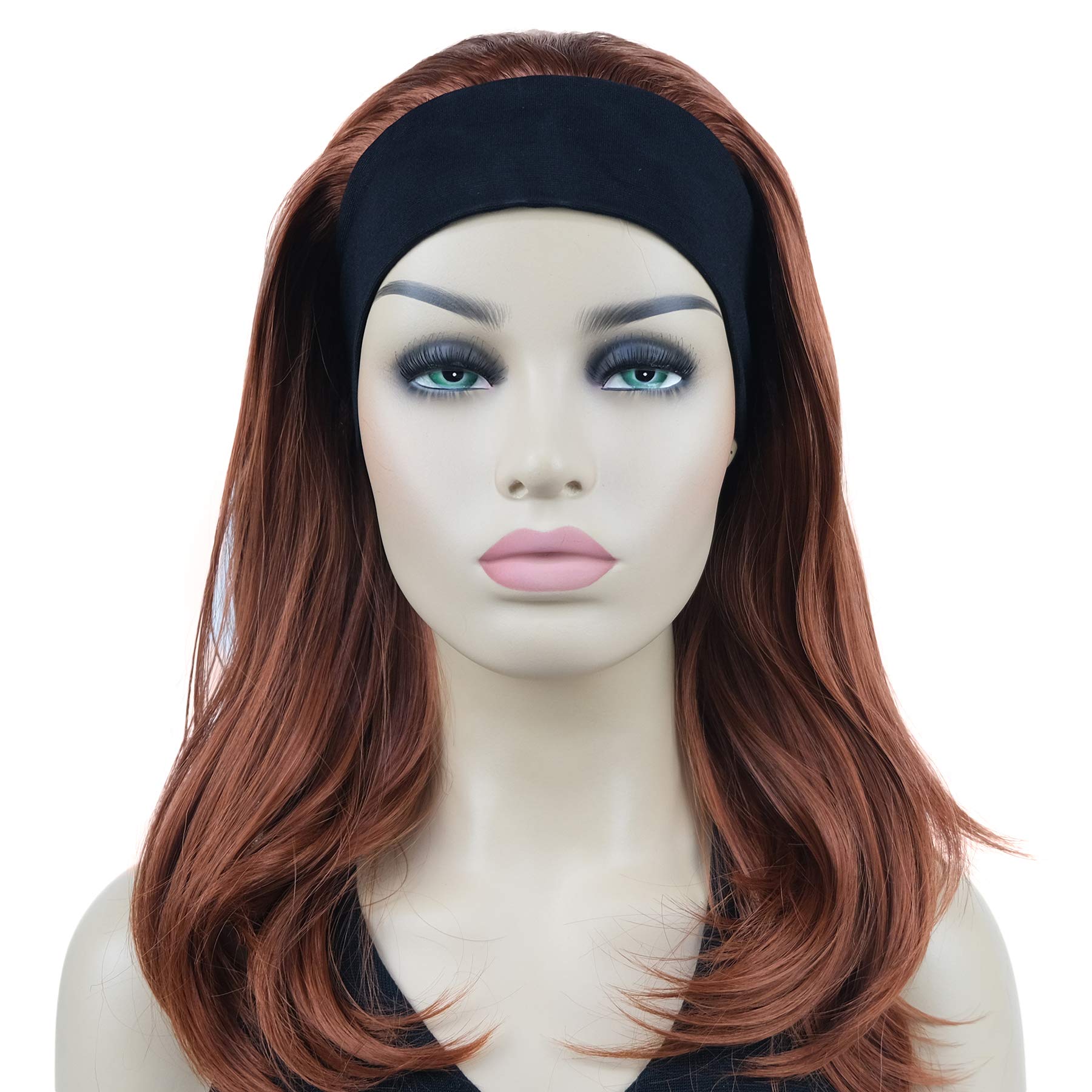 Lydell Long Straight Wavy Hair Wigs Headband Synthetic Wigs (130 Copper Red)