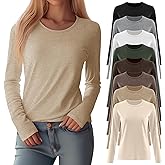 Oakgarden 8 Pack Womens Long Sleeve Shirts Casual Basic Tops Crew Neck Undershirts Stretch Layering Tee Shirts 2026 Fashion