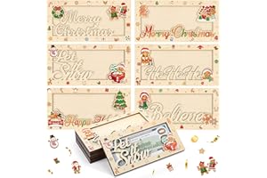 Capoda 6pcs Christmas Money Holders Wooden Xmas Cash Holder Gift Xmas Cash Envelope Wallet Card Box Holiday Party Favor Decor