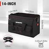 WORKPRO 14-Inch Wide Mouth Tool Bag Storage Organizer Blue Black Polyester view 2