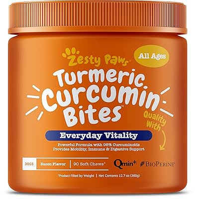 Turmeric Curcumin for Dogs - With 95% Curcuminoids for Hip &amp; Joint + Arthritis Support - Digestive &amp; Mobility + Immune Dog Supplement - With Organic Turmeric, Coconut Oil &amp; BioPerine - 90 Chew Treats