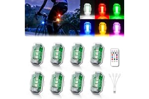 MNJ MOTOR Wireless LED Strobe Lights with Remote Control, High Brightness 8 Colors Anti-Collision Lights Waterproof Emergency Warning Lights for Car Motorcycle Drone Aircraft Bike (8 Pcs)