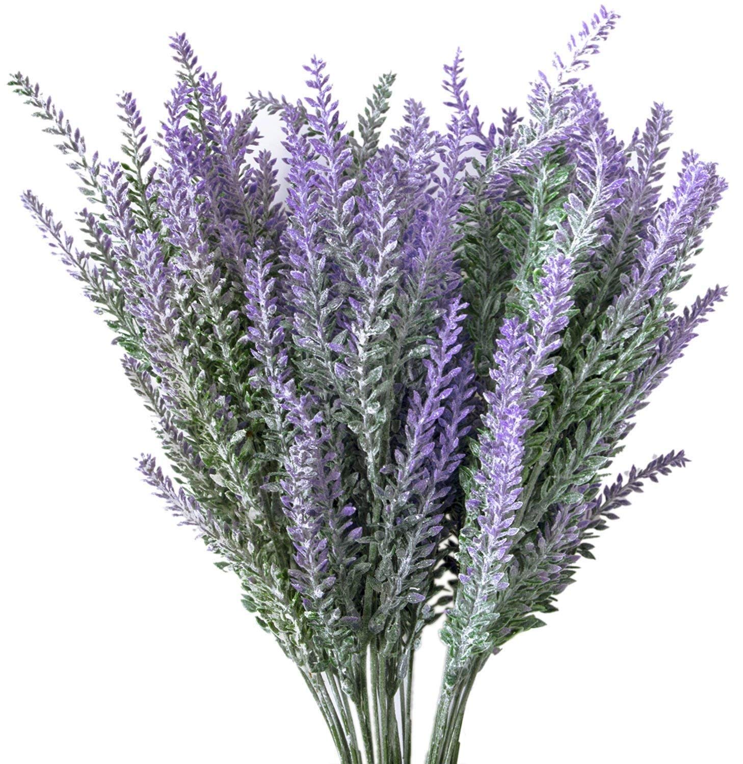 6 Bundles Artificial Lavender Bouquet Fake Lavender Bunch Purple
