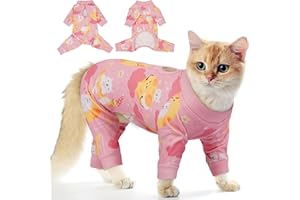 PUMYPOREITY Cat Hair Sticky Shirt – Breathable & Lightweight, Reduces Shedding Fur Pajamas, Prevents Licking Wounds After Surgery, Cat Sweaters - Soft & Machine Washable, Pink, M