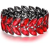 BriLove Women's Wedding Bridal Crystal Marquise Rhinestone Beaded Stretch Bangle Bracelet
