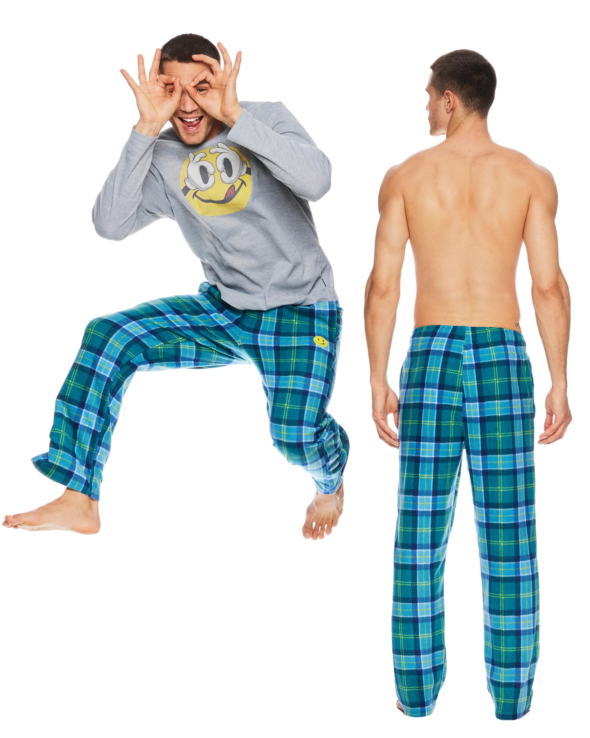 JOE BOXER Men\'s Moisture-Wicking 3-Pack Sleepwear Set: Pajama Pants, Elastic Banded Sleep Shorts, Long-Sleeve Crew Tee (Estate Blue, Large)