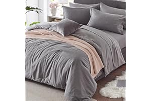 Zzlpp Queen Comforter Set 7 Piece, Grey Cationic Dyeing Bed in a Bag with Sheets, All Season Bedding Comforter Sets with 1 Comforter, 2 Pillow Shams, 2 Pillowcases, 1 Flat Sheet,1 Fitted Sheet