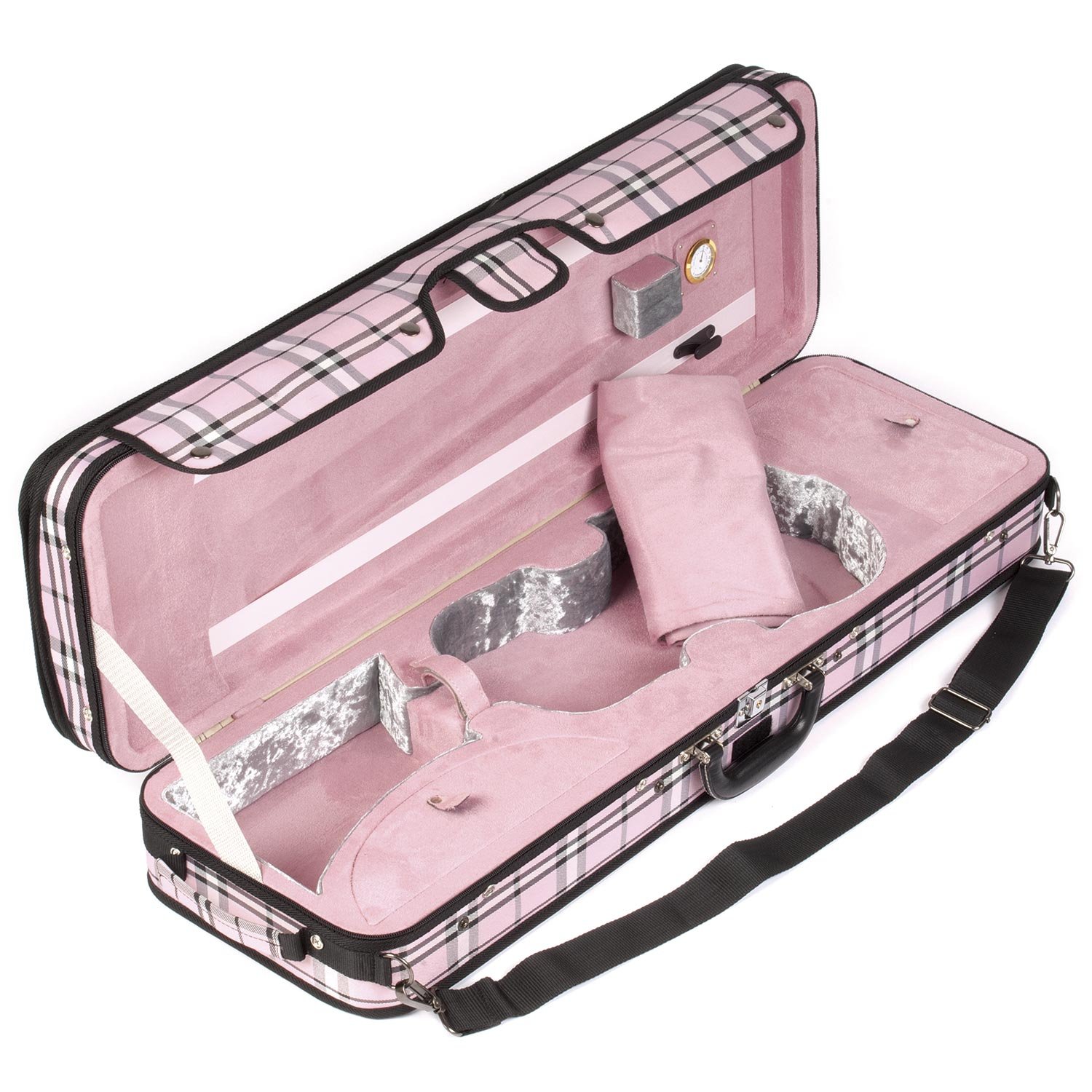 Core 440 Oblong 4/4 Violin Case, Pink Plaid Best Music Bags