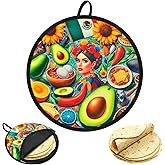 ABCKEY 12 Inch Tortilla Warmer Pouch, Zippered Fabric Tortilla Warmer to Keep Food Warm for Tortillas, Tacos, Naan and Pizza Rolls up to One Hour