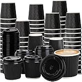 100 Pcs 4oz Paper Espresso Cups Ripple Wall Hot Cups For Coffee Disposable Coffee Cup Paper Hot/Cold Drinking Cups for Party, Picnic, Travel and Events