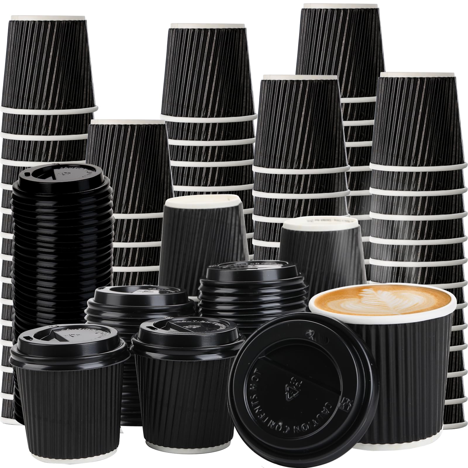 Photo 1 of 100 Pcs 4oz Paper Espresso Cups Ripple Wall Hot Cups For Coffee Disposable Coffee Cup Paper Hot/Cold Drinking Cups for Party, Picnic, Travel and Events