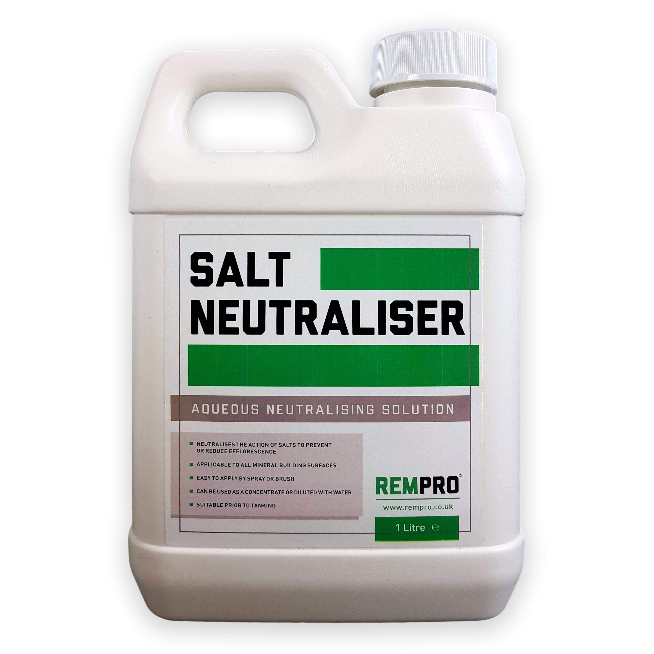 Rempro 1 Litre Salt Neutraliser - Anti-Sulphate Tanking & Surface Treatment - Long Lasting Protection Against Salts in Masonry