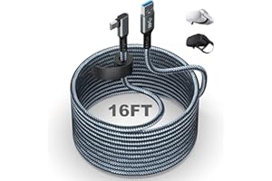 Aukvite Quest 2 Link Cable 16FT, Quest Link Cable Durable Nylon Braided, VR Headset Cable Type A to C High Speed Data Transfer Charging Cord for Gaming PC and USB C 3.2 Gen1 Cable