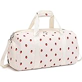Dance Bag Girls Duffle Bag Gymnastics Bags for Girls Overnight Sleepover Bags with Shoe Compartment and Wet Pocket,Strawberry Shape Corduroy