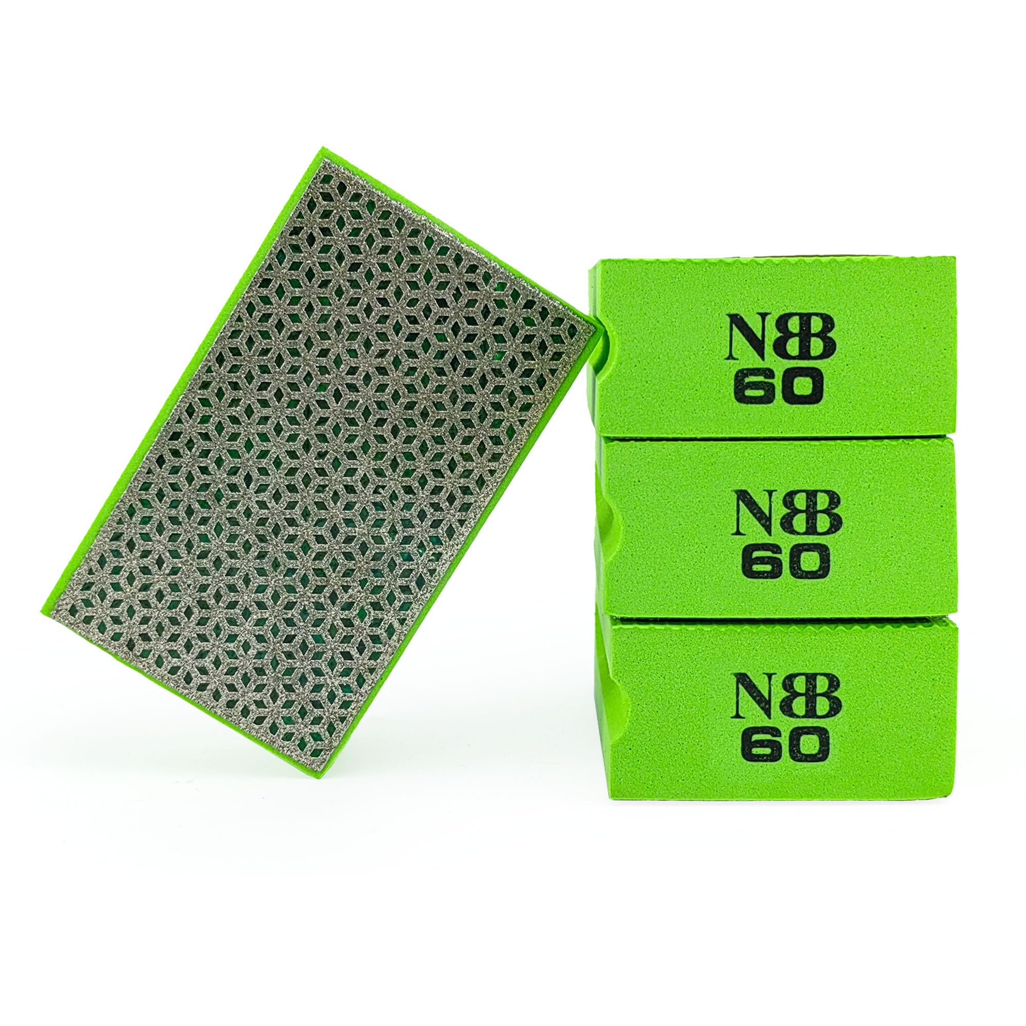 NBB Diamond Hand Pad for Sanding/Polishing Diamond Sanding/Polishing Block with Flexible Sponge Backing for Grinding Stone Granite Ceramic Tile Glass Wood Metal (4, 60#)