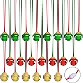 URATOT 24 Pieces Christmas Jingle Bell Necklaces Xmas Decoration Bell Necklaces with Connect Ribbons for Christmas Holiday Supplies