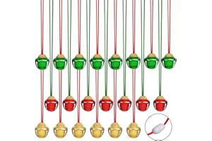 URATOT 24 Pieces Christmas Jingle Bell Necklaces Xmas Decoration Bell Necklaces with Connect Ribbons for Christmas Holiday Supplies