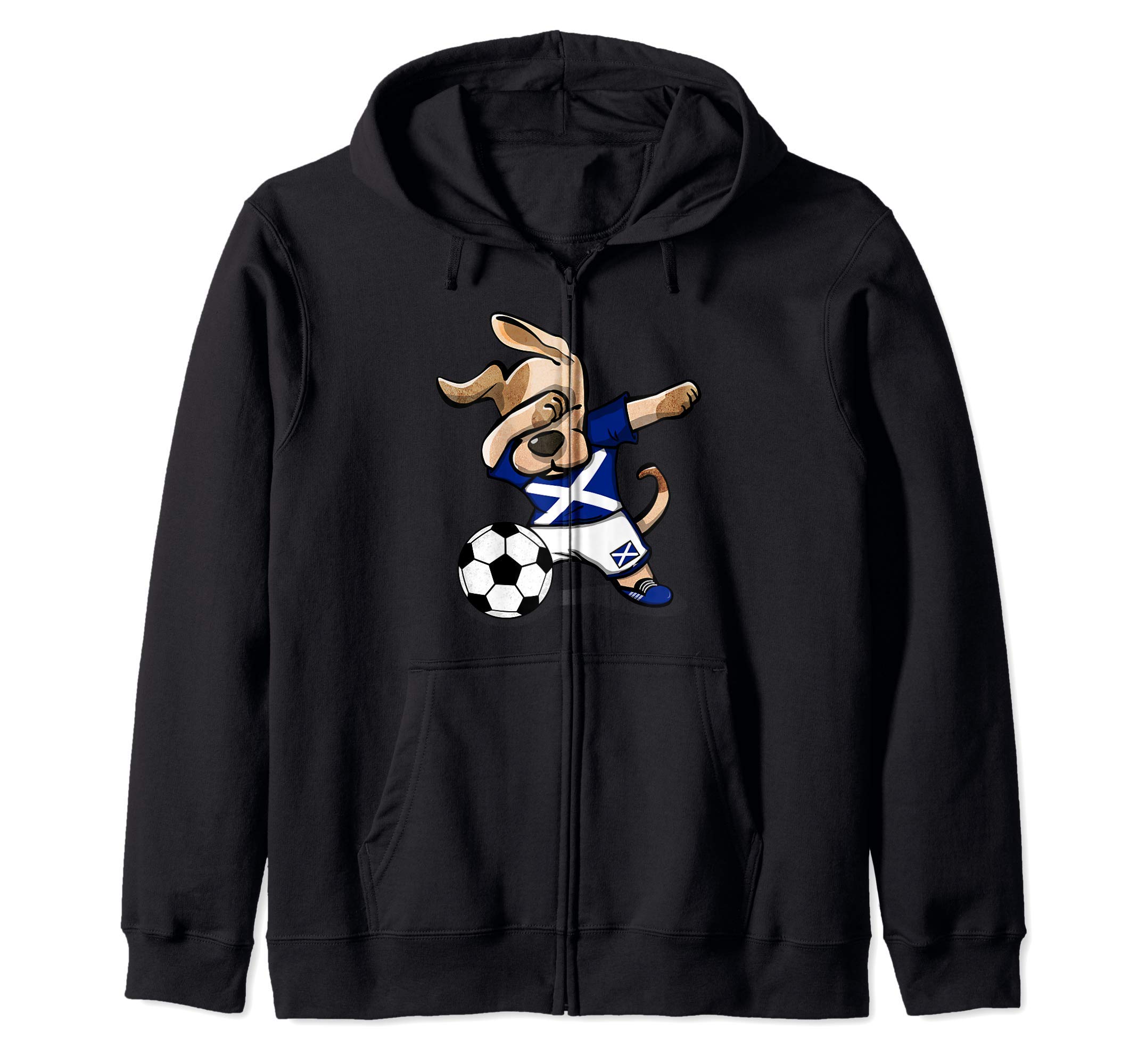 Dabbing Dog Scotland Soccer Scottish Flag Football Lovers Zip Hoodie