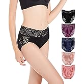 MACUFIEVI Women’s Plus Size Underwear, Ladies Sexy Lace High Waisted Panties, Soft Full Breathable Briefs For Women 5-Pack
