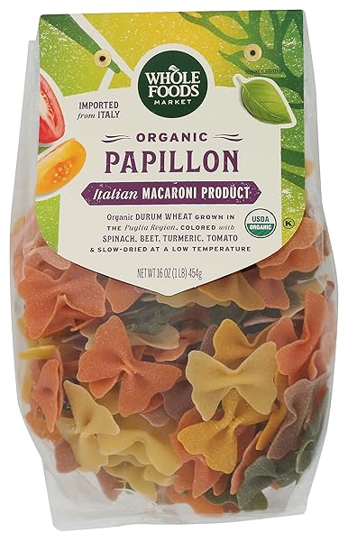 WHOLE FOODS MARKET, ORGANIC PASTA, PAPILLON WITH ROOTS & VEGETABLES, 16 OUNCE