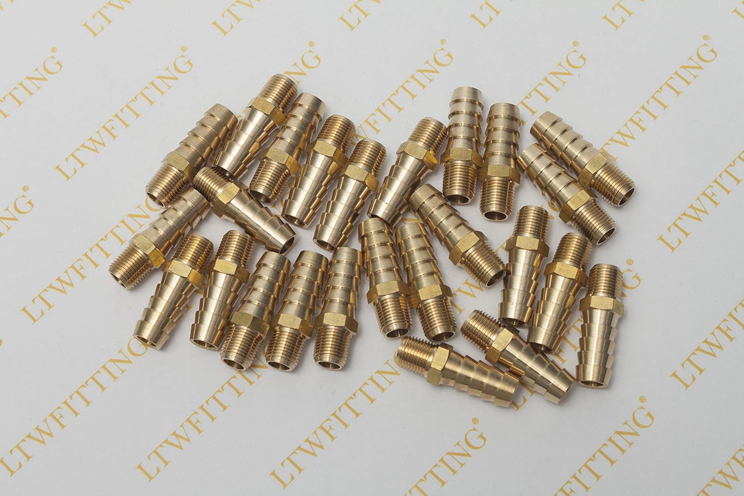 LTWFITTING Brass 1/8-Inch Male BSPT x 10mm Hose Barb Coupler Adapter Fitting for Vehicle Fuel System HVAC System (Pack of 25) - Image 3