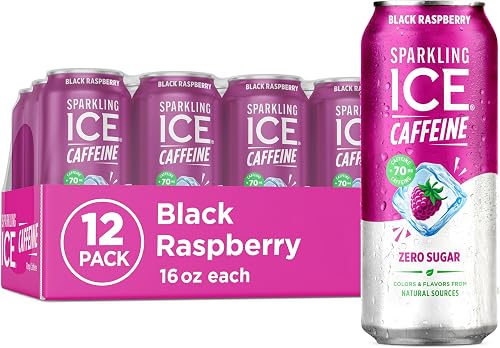 Sparkling Ice +Caffeine frambuesa negra, agua con gas, cero azúcar — Agua y aguas con gas