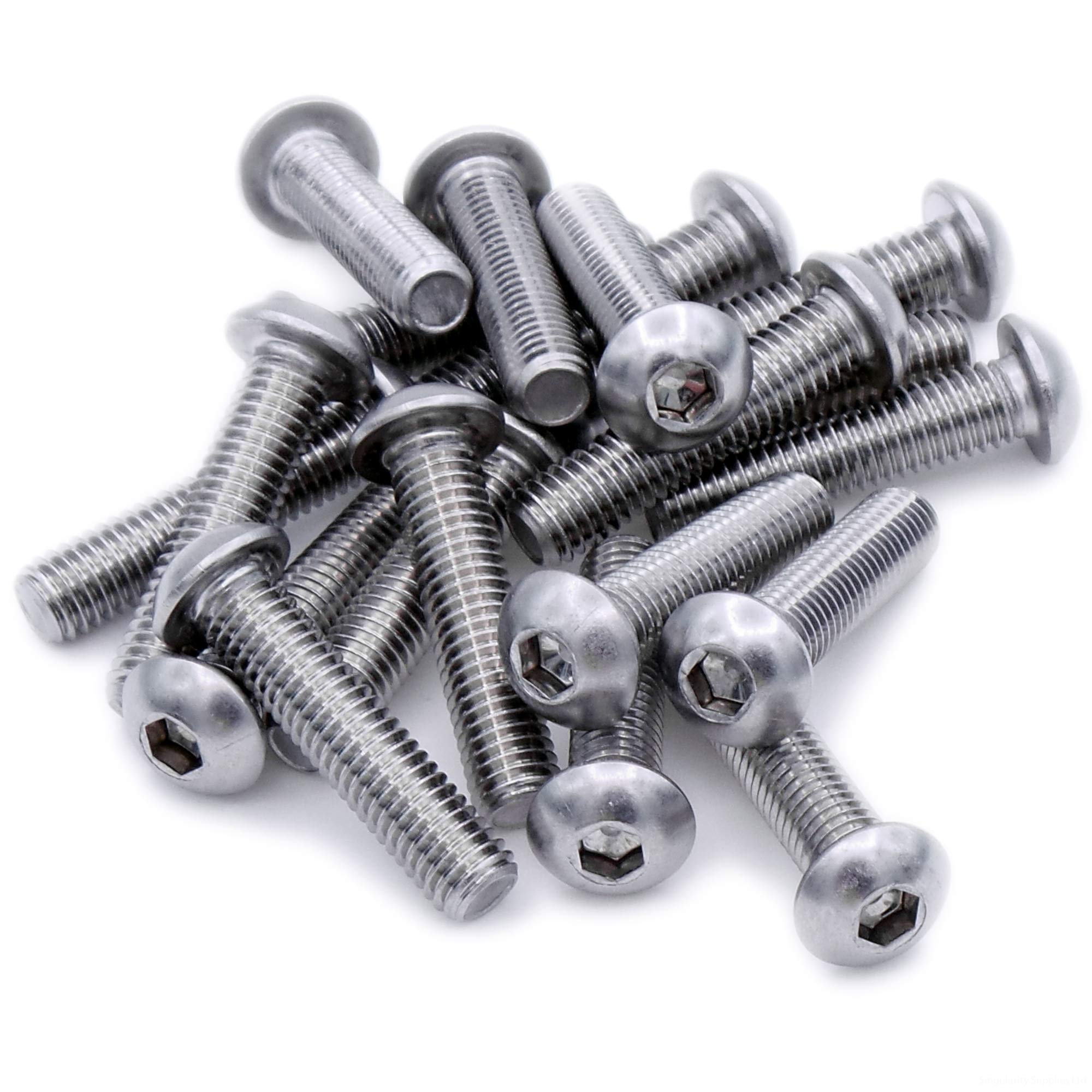 M8 (8mm x 10mm) Hex Socket Button Machine Screw (Bolt) - Stainless Steel (A2) (Pack of 20)