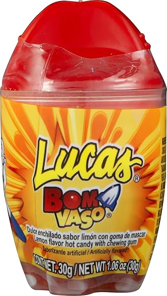 LUCAS BOM VASO, HOT CANDY WITH CHEWING GUM, LEMON, 1.06 OUNCE