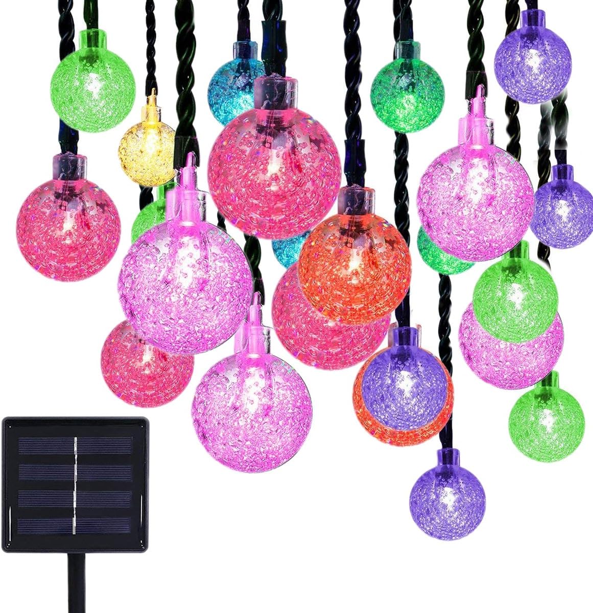 KINGCOO Outdoor Solar String Lights, Waterproof 20ft 30 LED Crystal Ball Solar Powered Globe Fairy String Light for Outdoor Garden Yard House Holiday Party Decoration - Christmas (Multi)