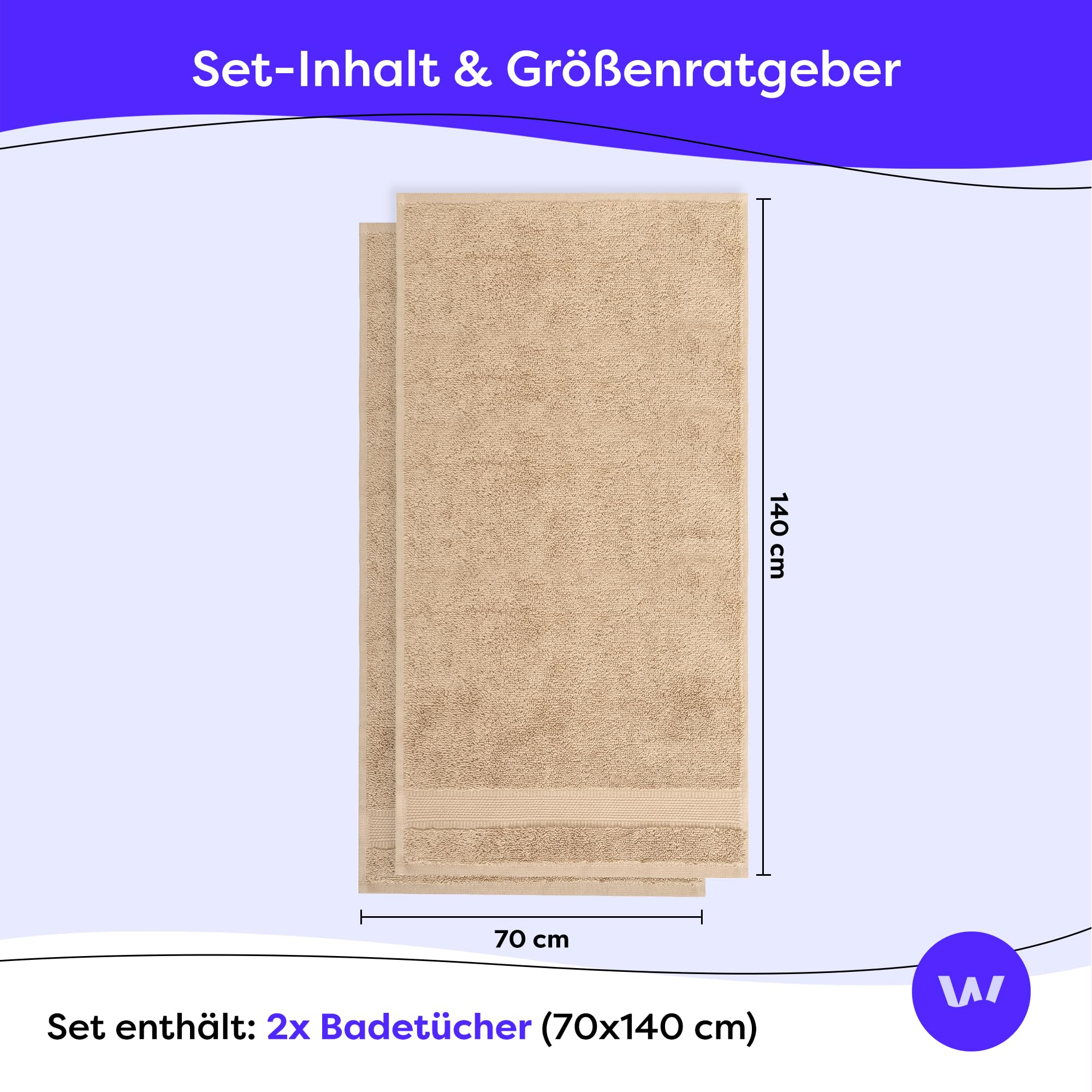 Wolkenfeld Gästehandtuch Set 3-teilig Premium - 100% Low Twist Baumwolle 550 g/m² - Ultra Weich & Saugfähig, Oeko-TEX Zertifiziert - 3 Gästehandtücher 30x50 cm, Handtücher Set, Beige 3