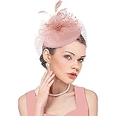 dressfan Fascinator Hat Womens Vintage Wedding Veil Hat 20s Hair Accessories for Derby/Wedding/Cocktail/Tea Party