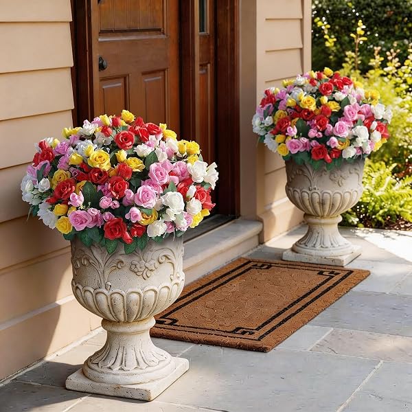 16 BUNDLES 17″ARTIFICIAL ROSES, REALISTIC SILK BOUQUET FLOWER(MIXED COLOR)